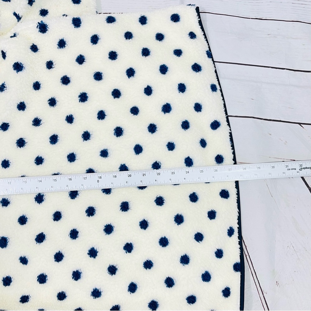 T By Talbots Fleece Jacket Womens Size L Plush Full Zip Sherpa Ivory Polka Dots - Picture 12 of 12